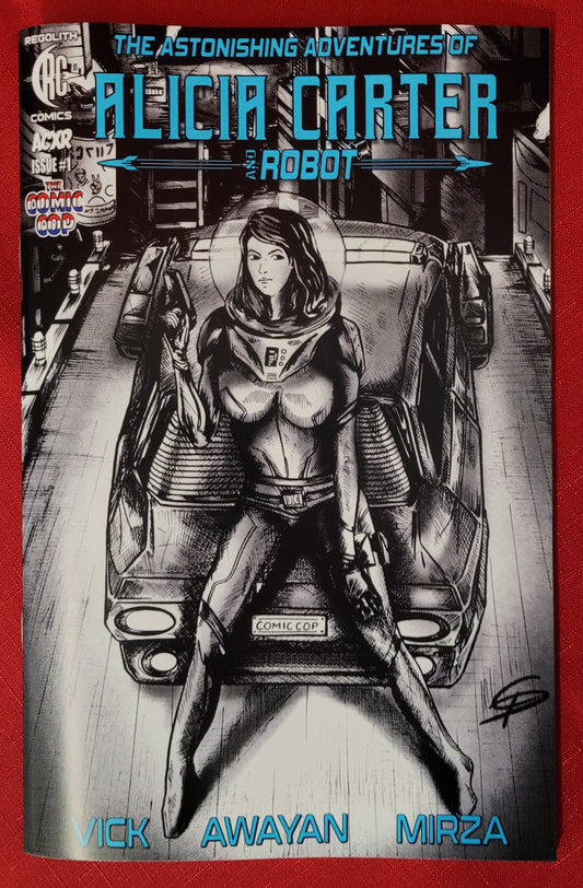 Astonishing Adventures of Alicia Carter and Robot #1, Gabriel Perez The Comic Cop Exclusive Trade Dress Cover LTD 75